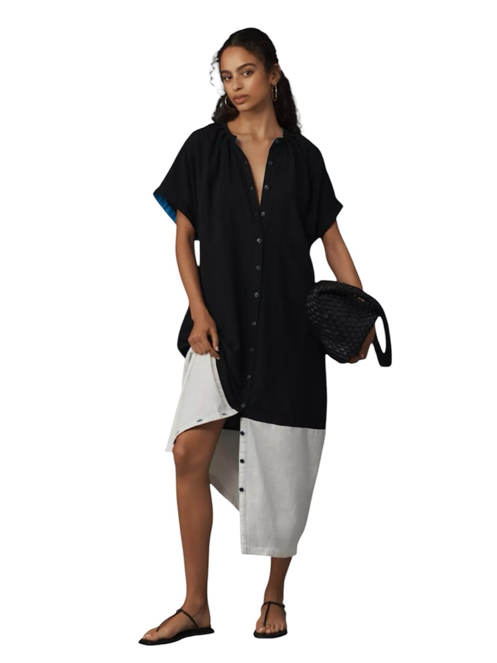 Anthropologie Short-Sleeve Oversized Linen Maxi Shirt Dress Size XS